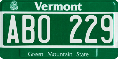 VT license plate ABO229