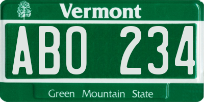 VT license plate ABO234