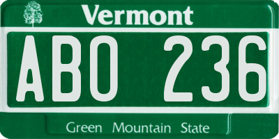 VT license plate ABO236