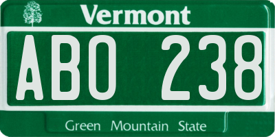 VT license plate ABO238