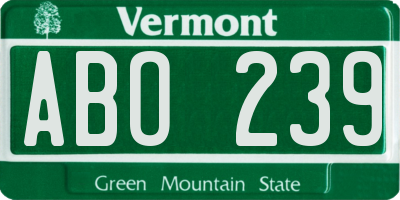 VT license plate ABO239