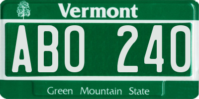 VT license plate ABO240