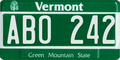VT license plate ABO242