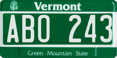 VT license plate ABO243