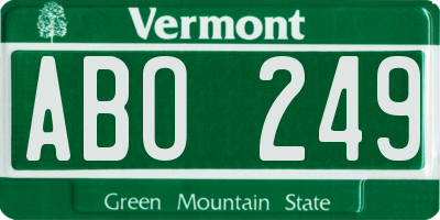 VT license plate ABO249