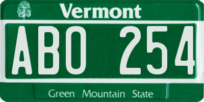 VT license plate ABO254