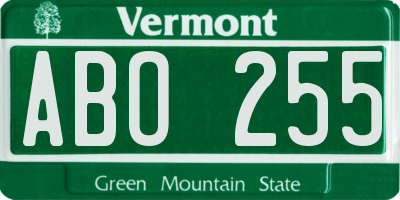 VT license plate ABO255