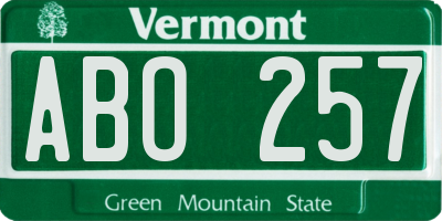 VT license plate ABO257