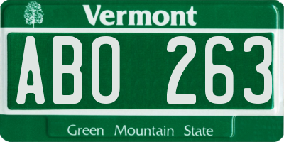 VT license plate ABO263