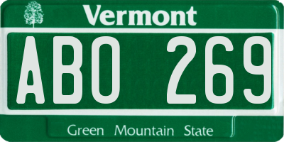 VT license plate ABO269