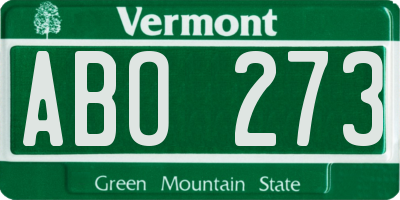 VT license plate ABO273