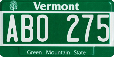 VT license plate ABO275