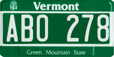 VT license plate ABO278