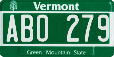 VT license plate ABO279