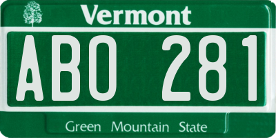 VT license plate ABO281