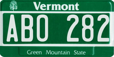 VT license plate ABO282