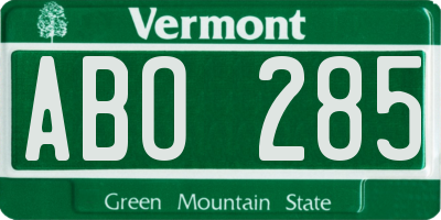 VT license plate ABO285