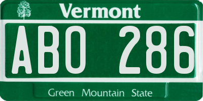 VT license plate ABO286