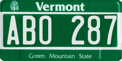 VT license plate ABO287