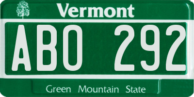 VT license plate ABO292