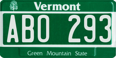 VT license plate ABO293