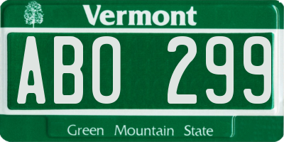 VT license plate ABO299