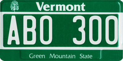 VT license plate ABO300