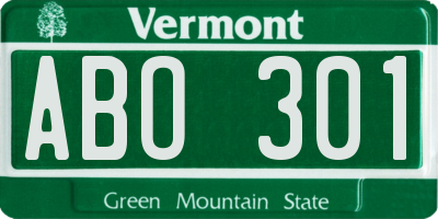 VT license plate ABO301