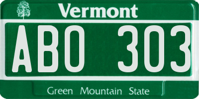 VT license plate ABO303