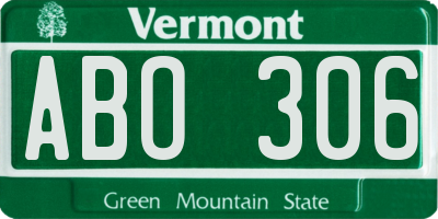 VT license plate ABO306