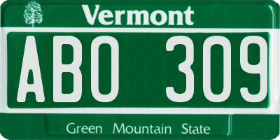 VT license plate ABO309