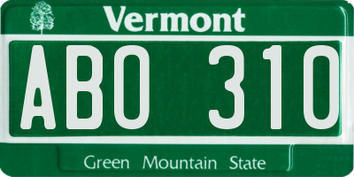 VT license plate ABO310