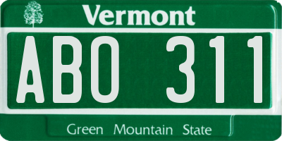 VT license plate ABO311