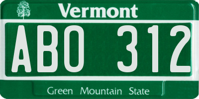 VT license plate ABO312