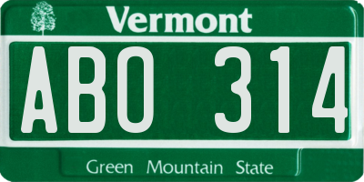 VT license plate ABO314