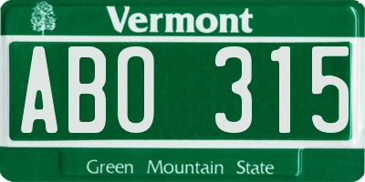 VT license plate ABO315