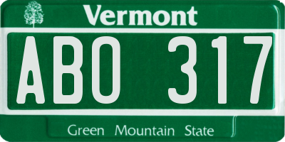 VT license plate ABO317