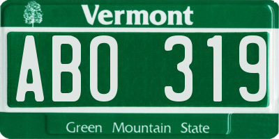 VT license plate ABO319