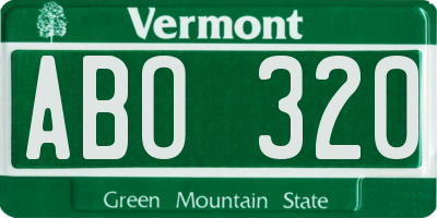 VT license plate ABO320