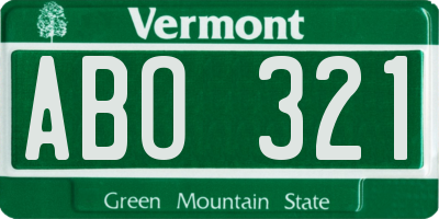 VT license plate ABO321