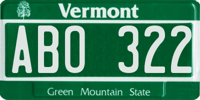 VT license plate ABO322