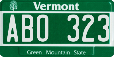 VT license plate ABO323