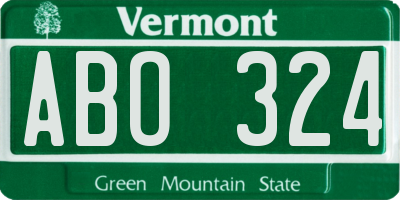 VT license plate ABO324