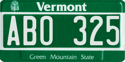 VT license plate ABO325