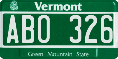 VT license plate ABO326