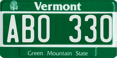 VT license plate ABO330