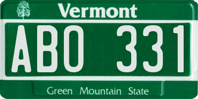 VT license plate ABO331