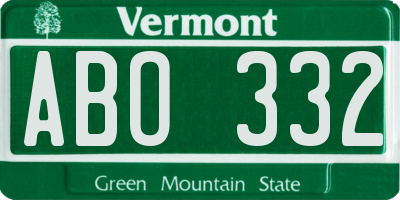 VT license plate ABO332