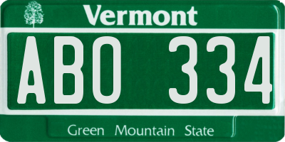 VT license plate ABO334