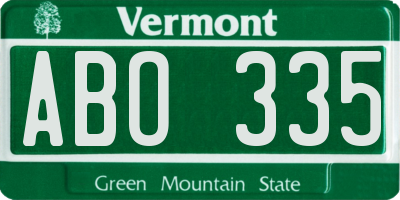 VT license plate ABO335